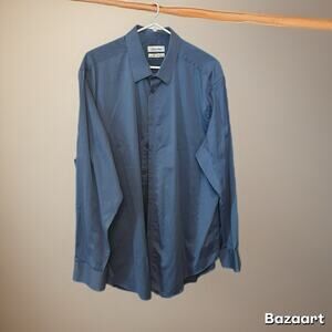 Calvin Klein Dress Shirt Blue Long Sleeve Button Up Slim Fit Sz 2XL 18-34/35